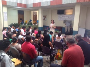 Speaking to the teachers of The Cuenca, the area of mountain villages near La Ceiba.